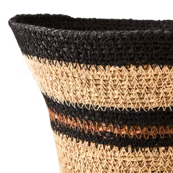 Handsydda Mabida-korgar i sjögräs, Set om 3, Natur/Svart/Brun