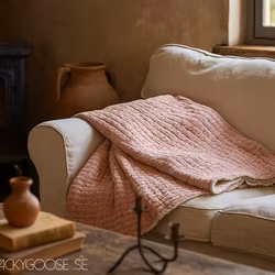 Våfflad filt i 100% bomull, Ljusrosa, 200x130cm