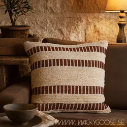 Kuddfodral av återvunnen bomull, Elfenben & Rost, 50x50cm