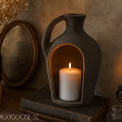 Handgjord Urna/Lykta i terrakotta, Svart