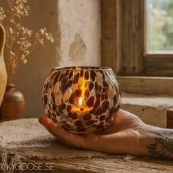 PARTY Värmeljushållare Ø13cm, Brun/beige/svart