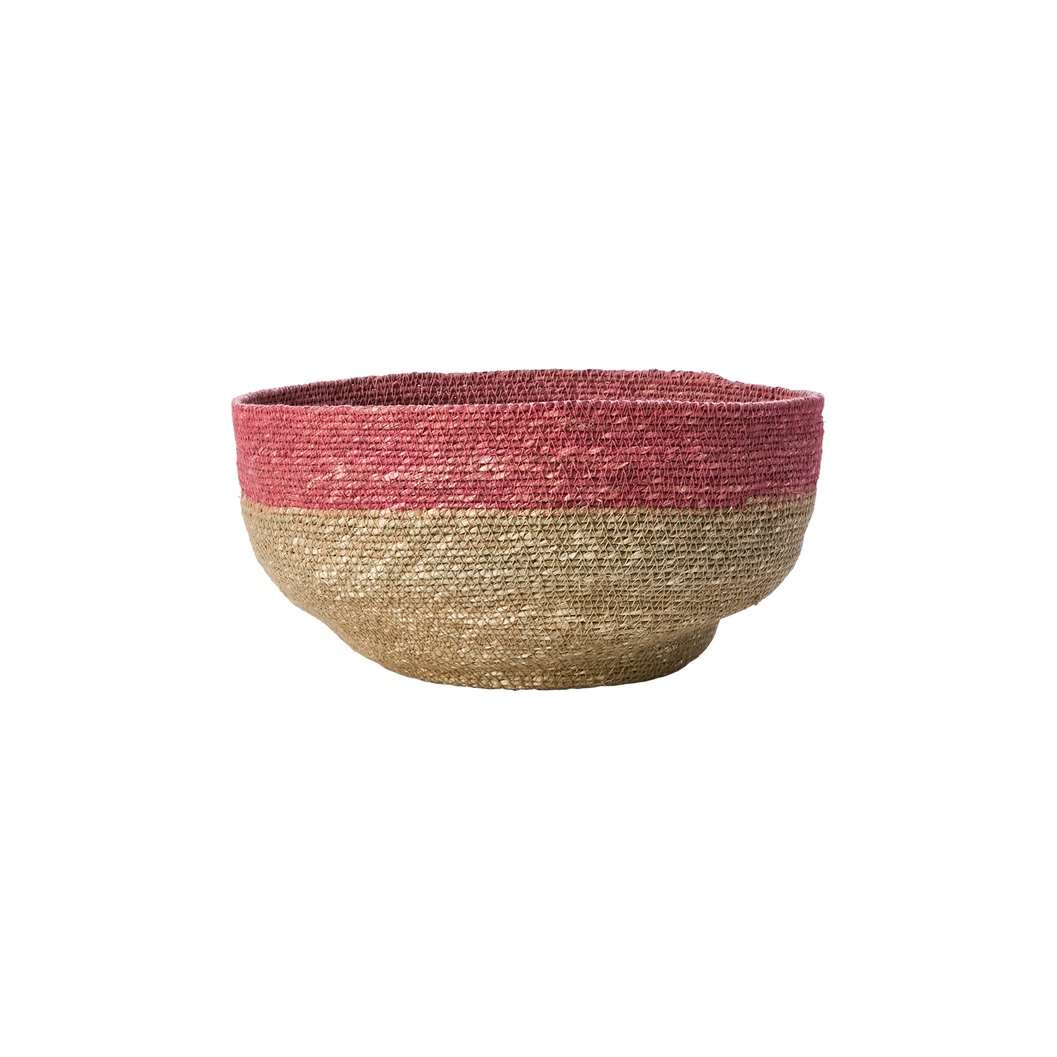 Handgjord korg i Moonjgräs, Rosa & Natur, Ø28cm