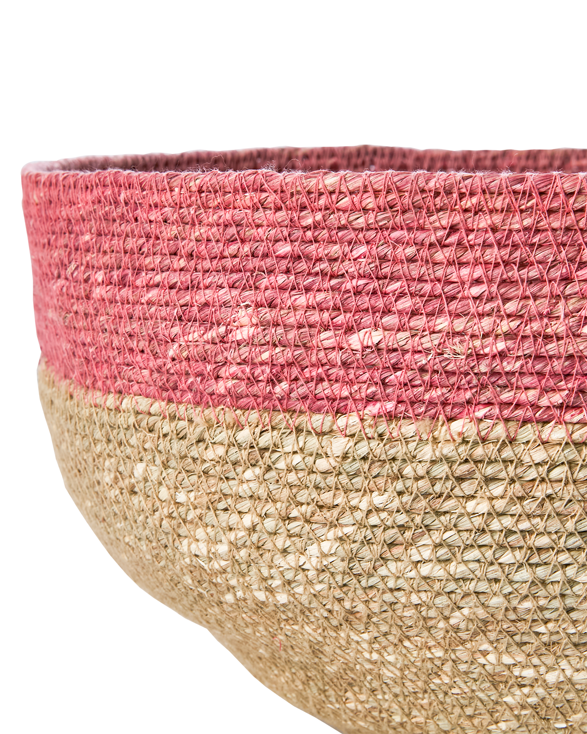 Handgjord korg i Moonjgräs, Rosa & Natur, Ø28cm