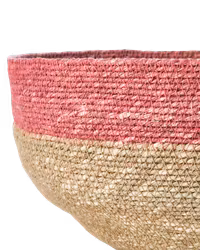 Handgjord korg i Moonjgräs, Rosa & Natur, Ø28cm