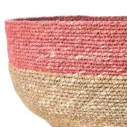 Handgjord korg i Moonjgräs, Rosa & Natur, Ø28cm