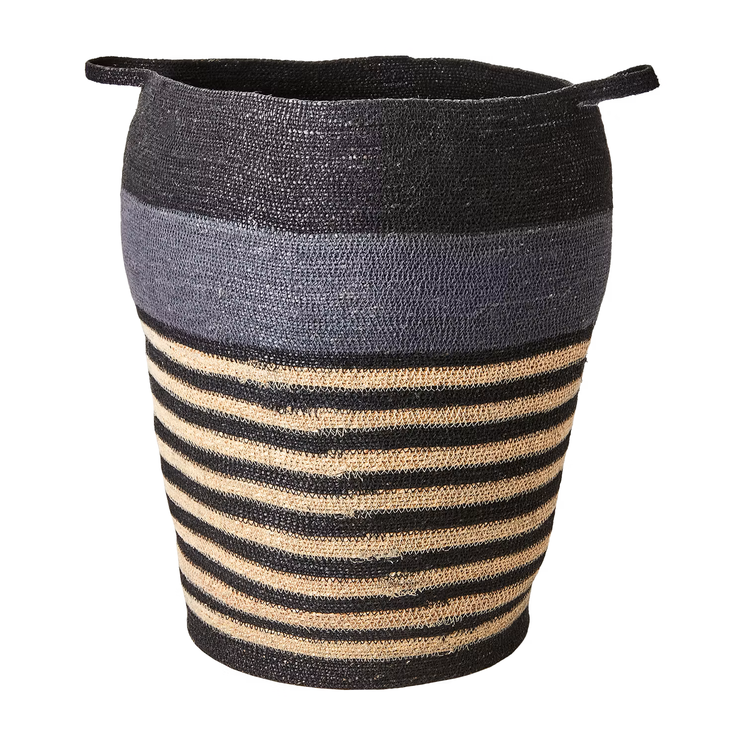 Handsydda Madiba-korgar i sjögräs, Set om 2, Grå/Svart/Natur, 45/55cm