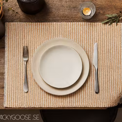 Tallriksunderlägg i bomull, Gul/vit