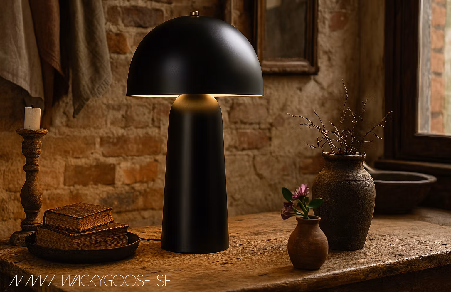 FUNGI Bordslampa, 61cm, Svart