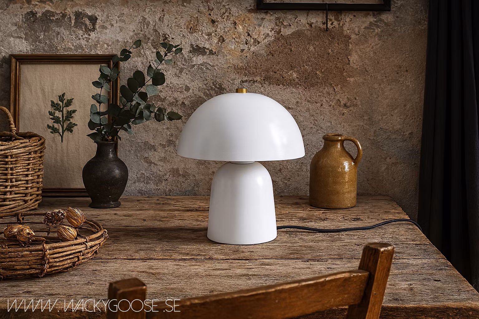 FUNGI Bordslampa, 30cm, Vit