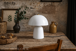 FUNGI Bordslampa, 30cm, Vit