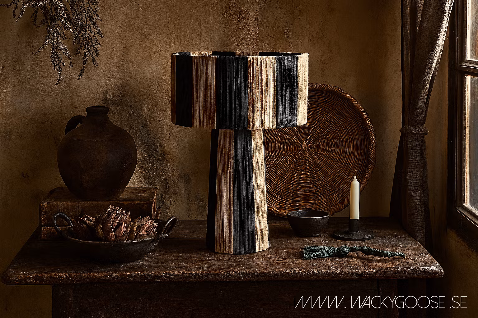 JULLAN Bordslampa M, Svart/natur