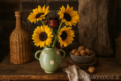 Söt urna i stengods, Ljusgrön/elfenben