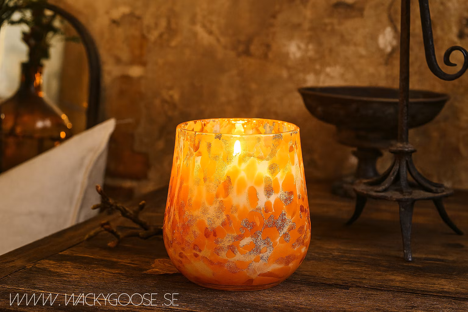 Handgjort Doftljus i munblåst glas, Sweet orange & amber