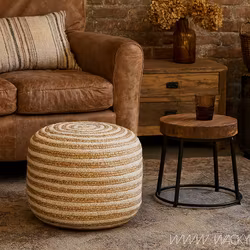 Handvävd Sittpuff, Natur randig