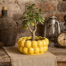 Kruka i lera Ø22cm, Gul