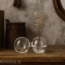 Munblåst vas 2 bubblor, 14cm, Klarglas