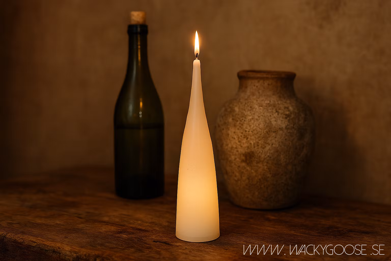 Handgjort Konljus, 18,5cm, Vit