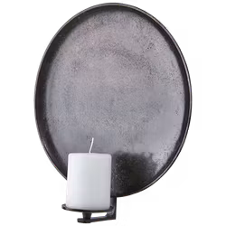 Vägghängd ljusstake i metall, Blockljus & Kronljus, Ø35cm, Mörkbrun
