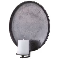 Vägghängd ljusstake i metall, Blockljus & Kronljus, Ø35cm, Mörkbrun