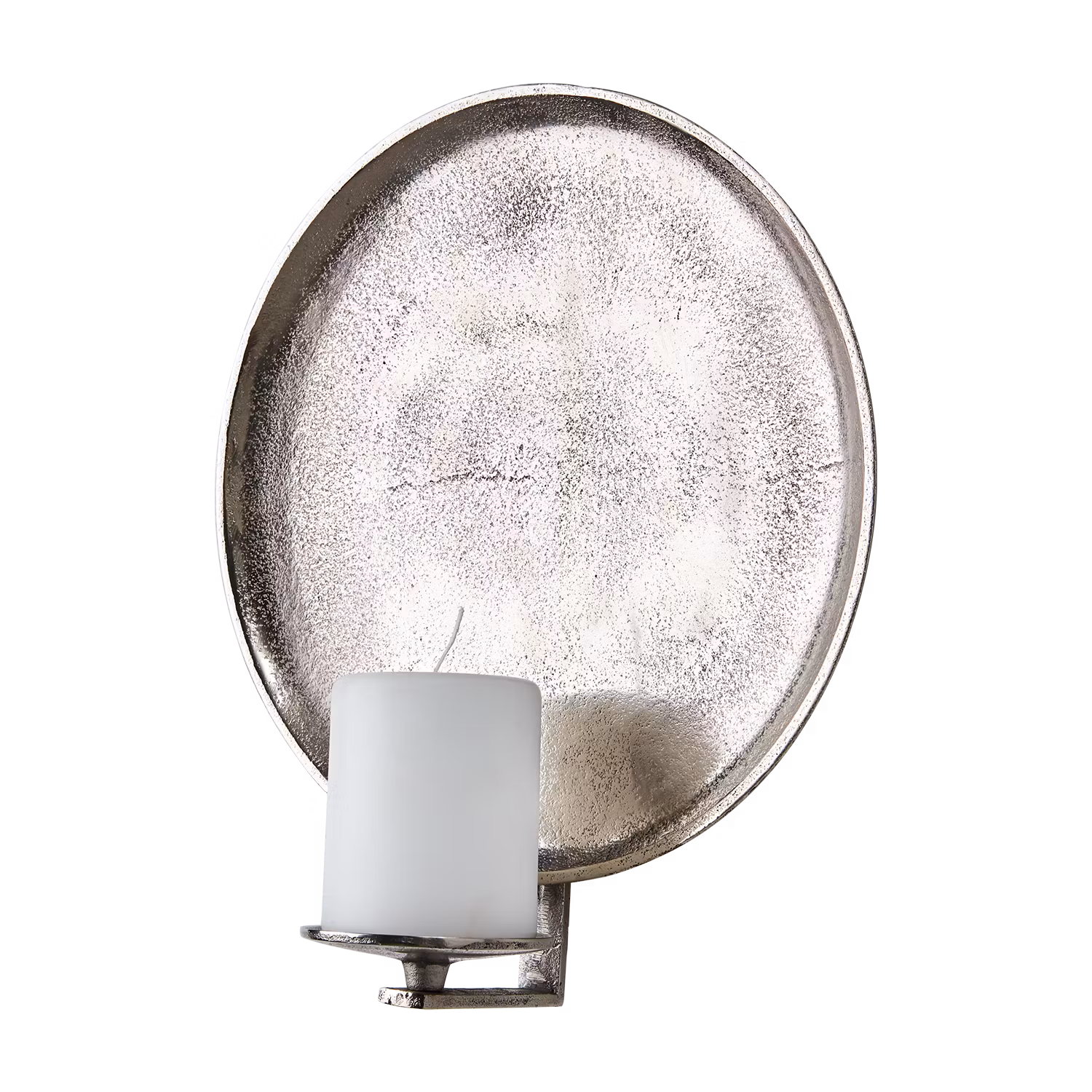 Vägghängd ljusstake i metall, Blockljus & Kronljus, Ø30cm, Nickel