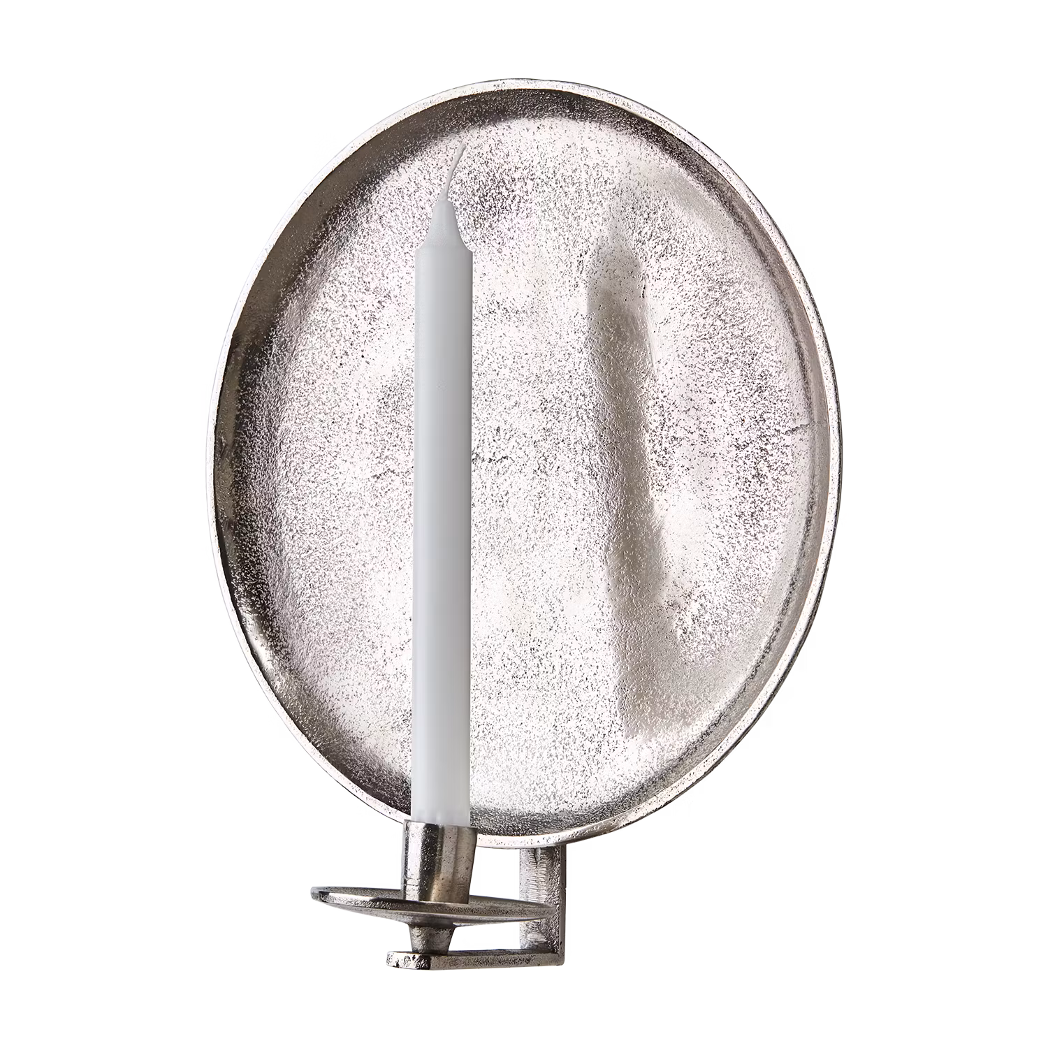 Vägghängd ljusstake i metall, Blockljus & Kronljus, Ø30cm, Nickel