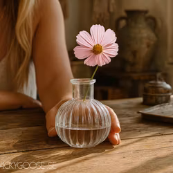 Munblåst vas, 9cm, Klarglas