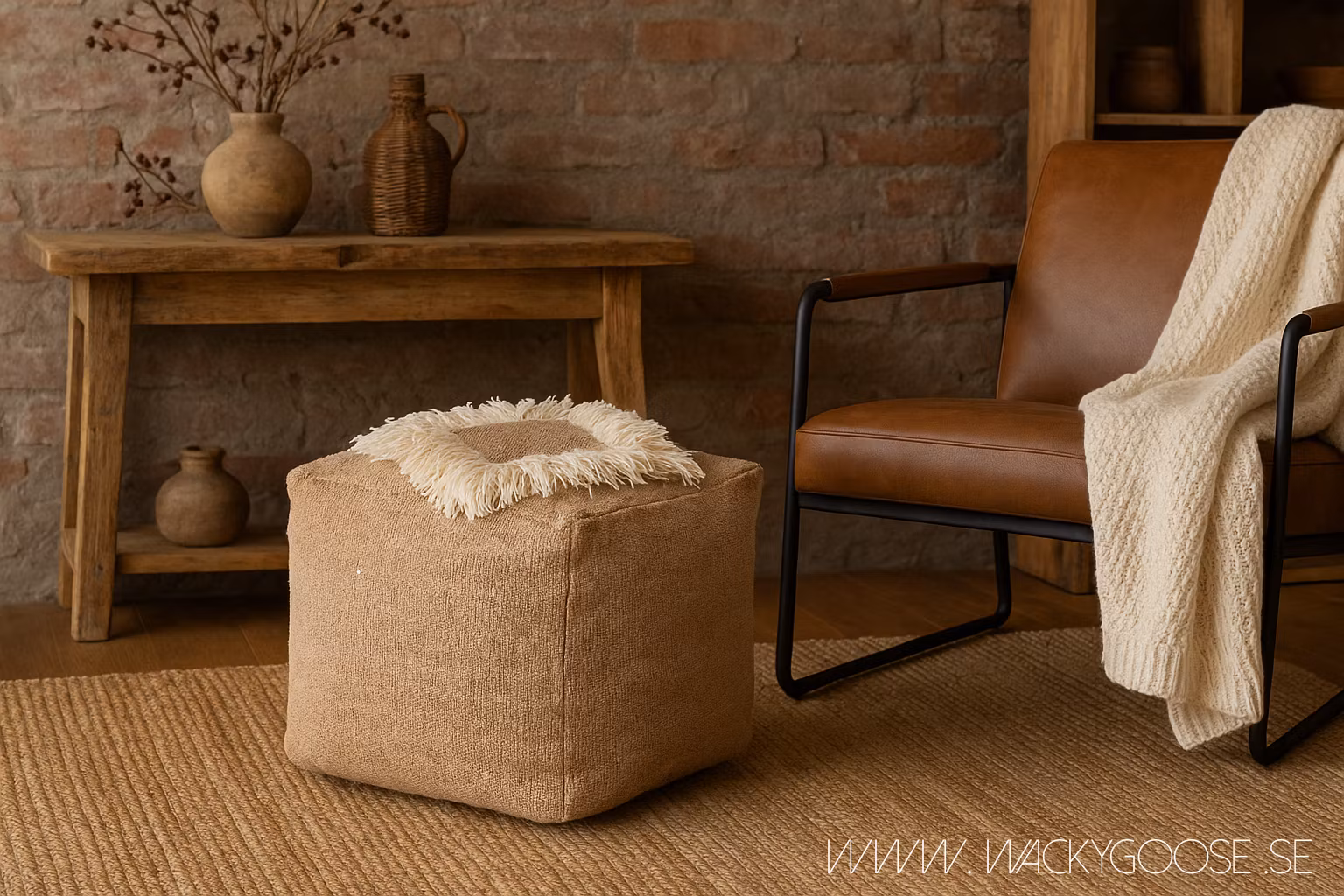Sittpuff, Beige/elfenben