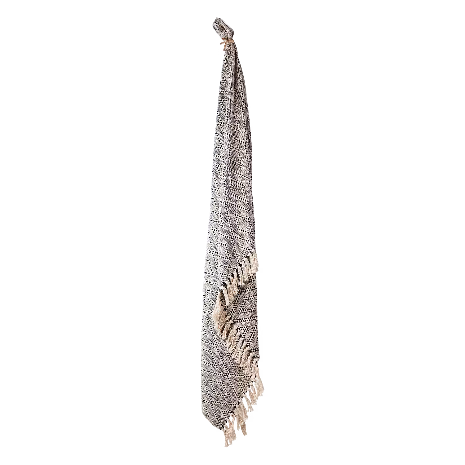 Filt av återvunnen bomull, 175x125cm, Svart/Natur