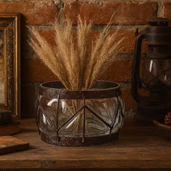 Vas i klarglas och metall, Ø21cm