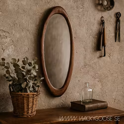 Dekorativ stor spegel i Mangoträ, Brun, 100cm