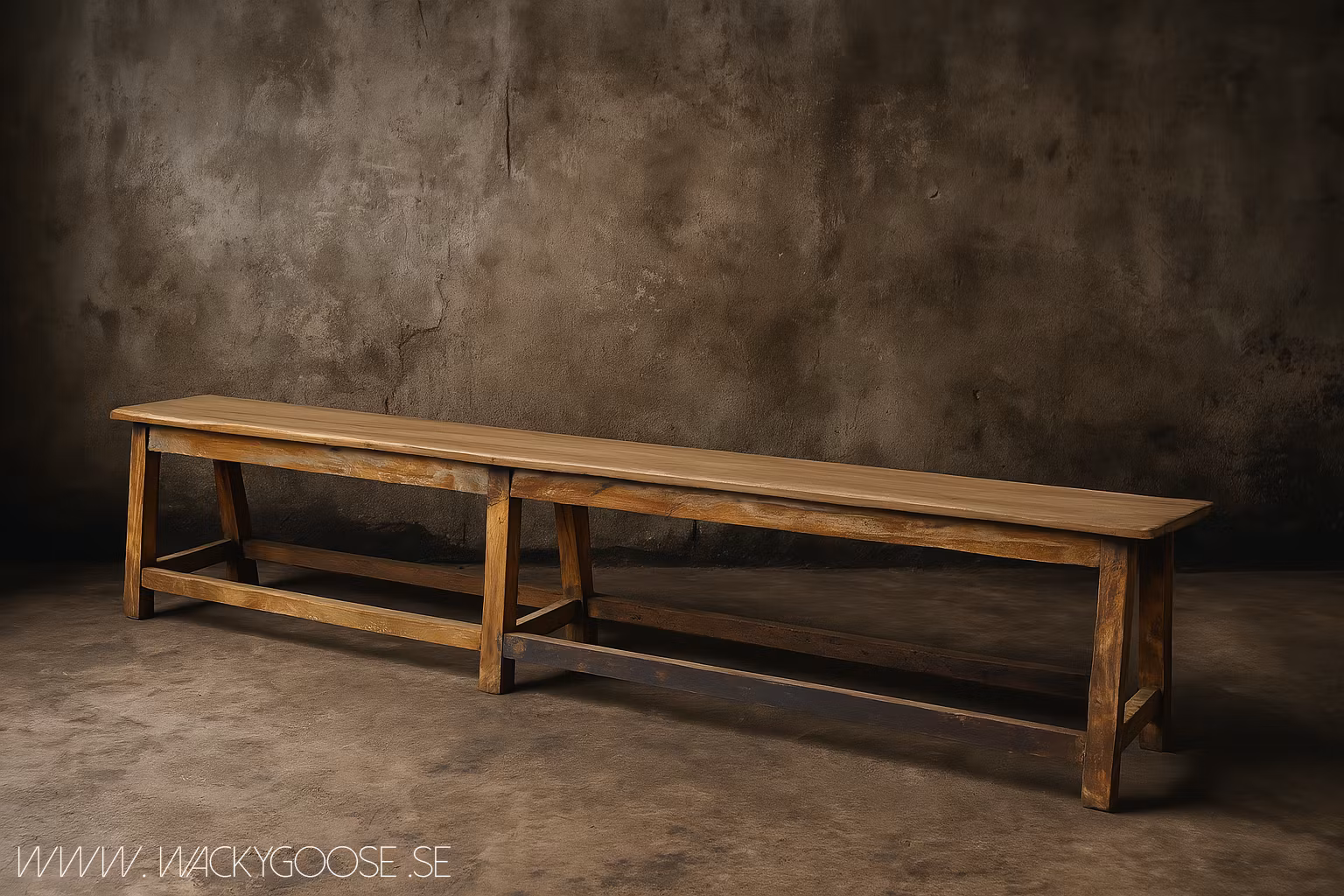Långbänk av återbrukat material, 180cm, Handgjord