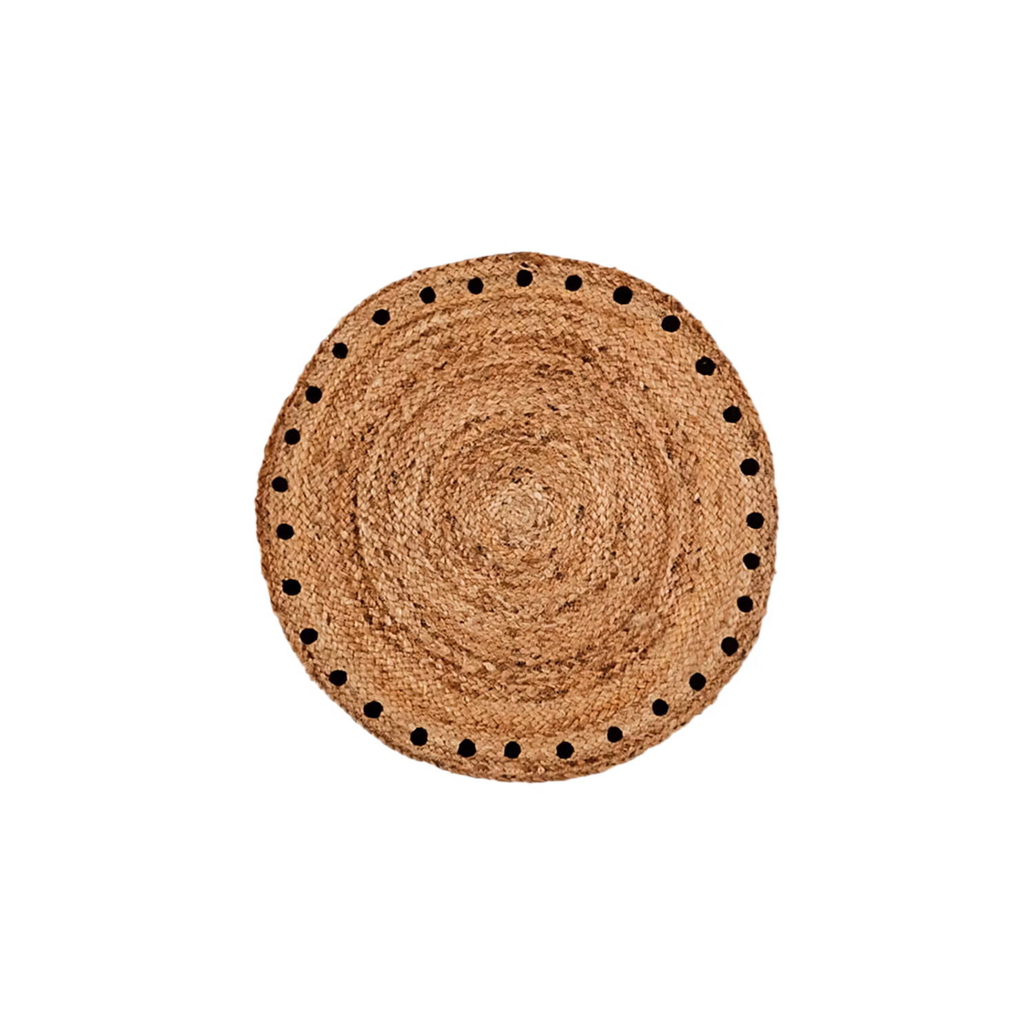 Matta med prickar i jute, Ø60cm