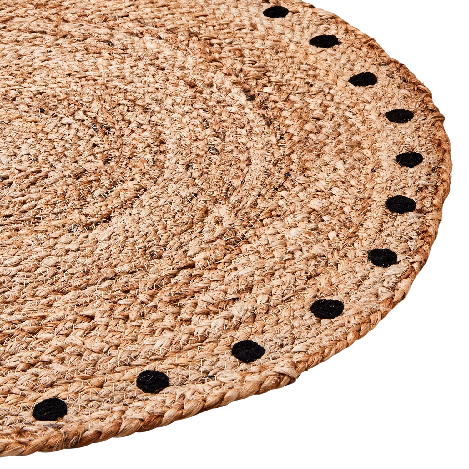 Matta med prickar i jute, Ø60cm