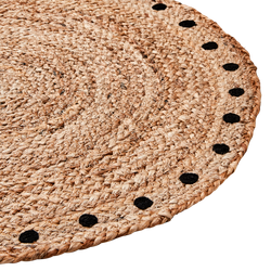 Matta med prickar i jute, Ø60cm