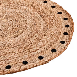 Matta med prickar i jute, Ø60cm