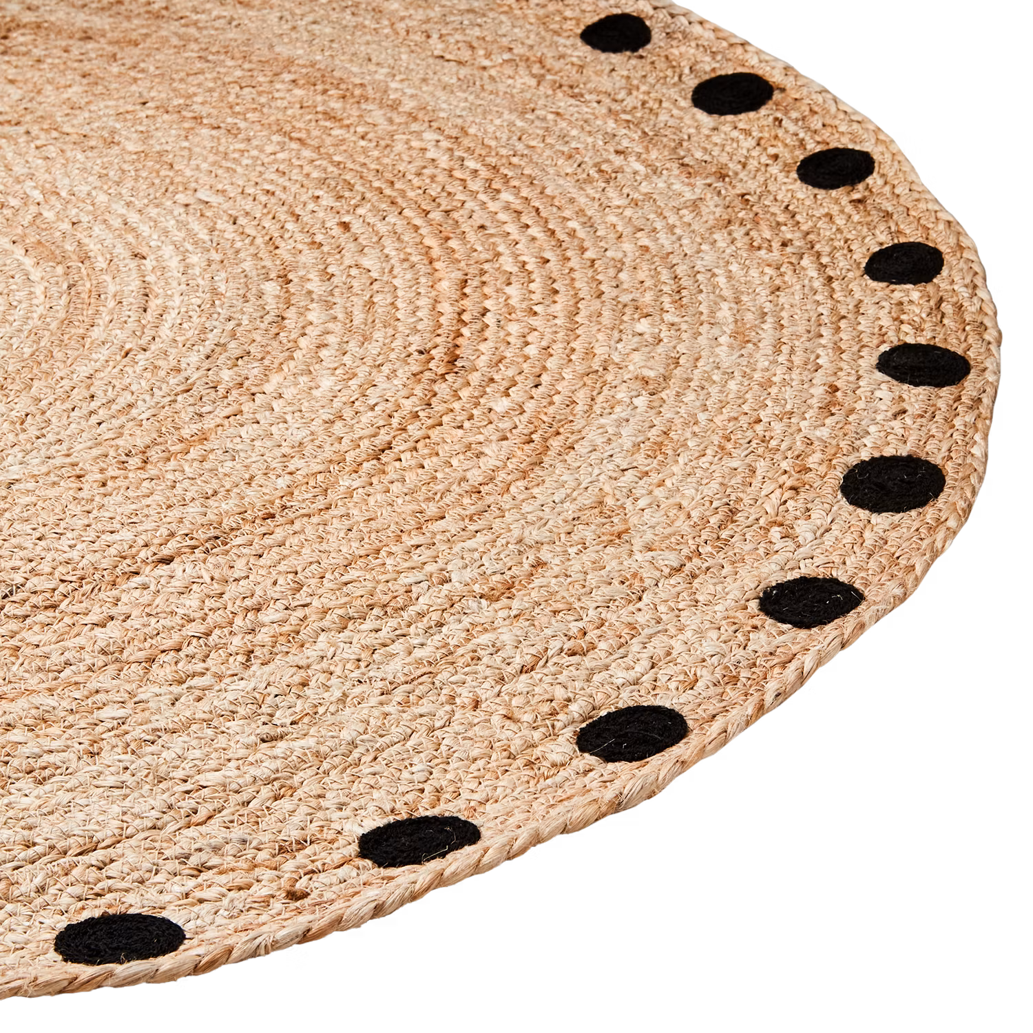 Matta med prickar i jute, Ø100cm