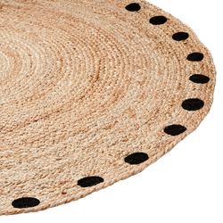 Matta med prickar i jute, Ø100cm