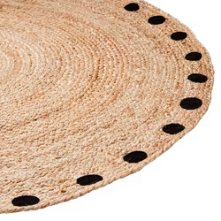 Matta med prickar i jute, Ø100cm