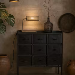 Rustik skänk/byrå i järn, 9 lådor, Svart