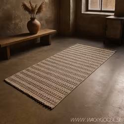 Matta i bomull & jute, Grå/Elfenben/ Natur, 240x80cm