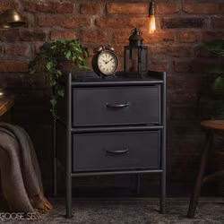 Rustik byrå i järn, 2 lådor, Grå