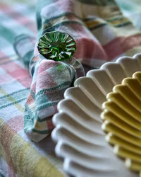 Handgjord servettring i glas, Klar, 8-pack, Grön