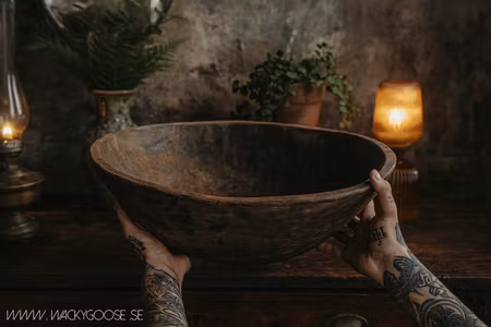 Handgord, vintage träskål, Ø55cm