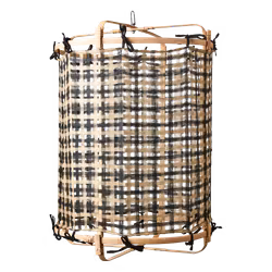 Tyg till Lampstomme, Ø42cm, Beige/Svart Silke