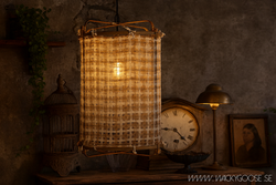 Tyg till Lampstomme, Ø42cm, Beige/Vit Silke