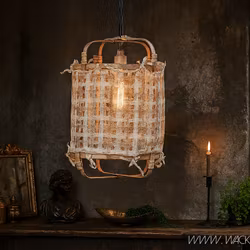 Tyg till Lampstomme, Ø31cm, Beige/Vit Silke