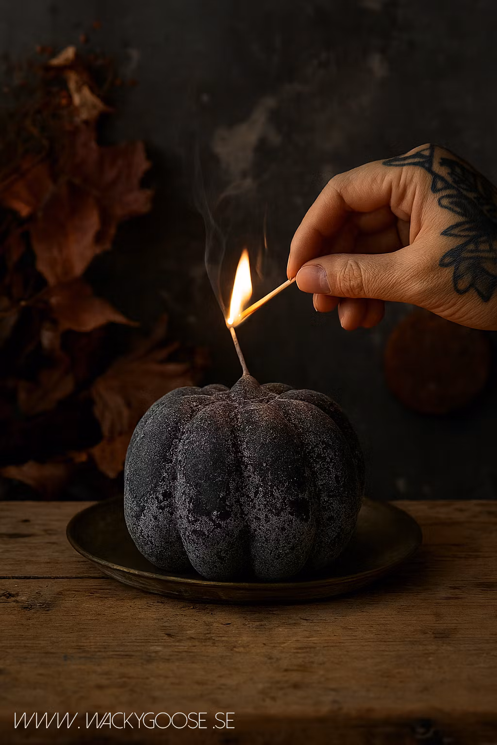 Handgjort Figurljus, Pumpa, Grå