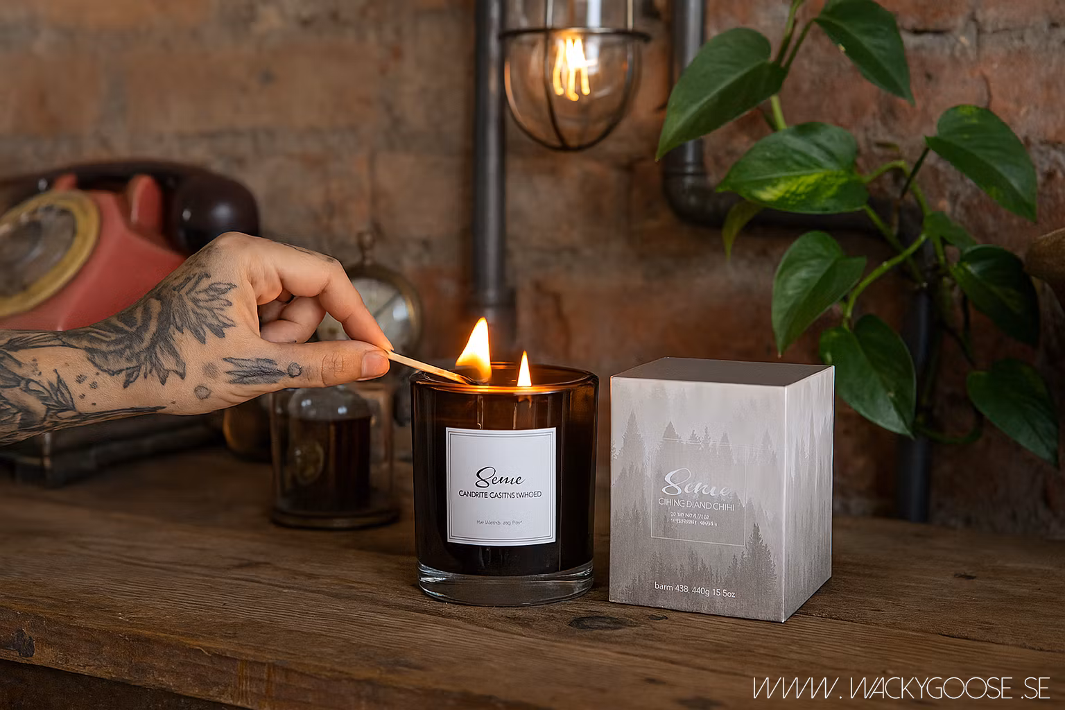Doftljus med två vekar, ~45 h, Liquorice & sandalwood
