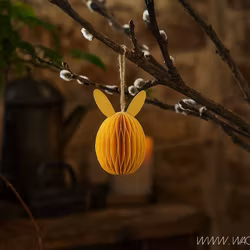 Handgjord Påskdekoration, Ø4cm, Gul