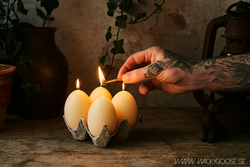 Figurljus Hönsägg i äggkartong, 4-pack, Gul